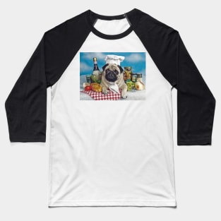 Pug Dog Cook Chef Baseball T-Shirt